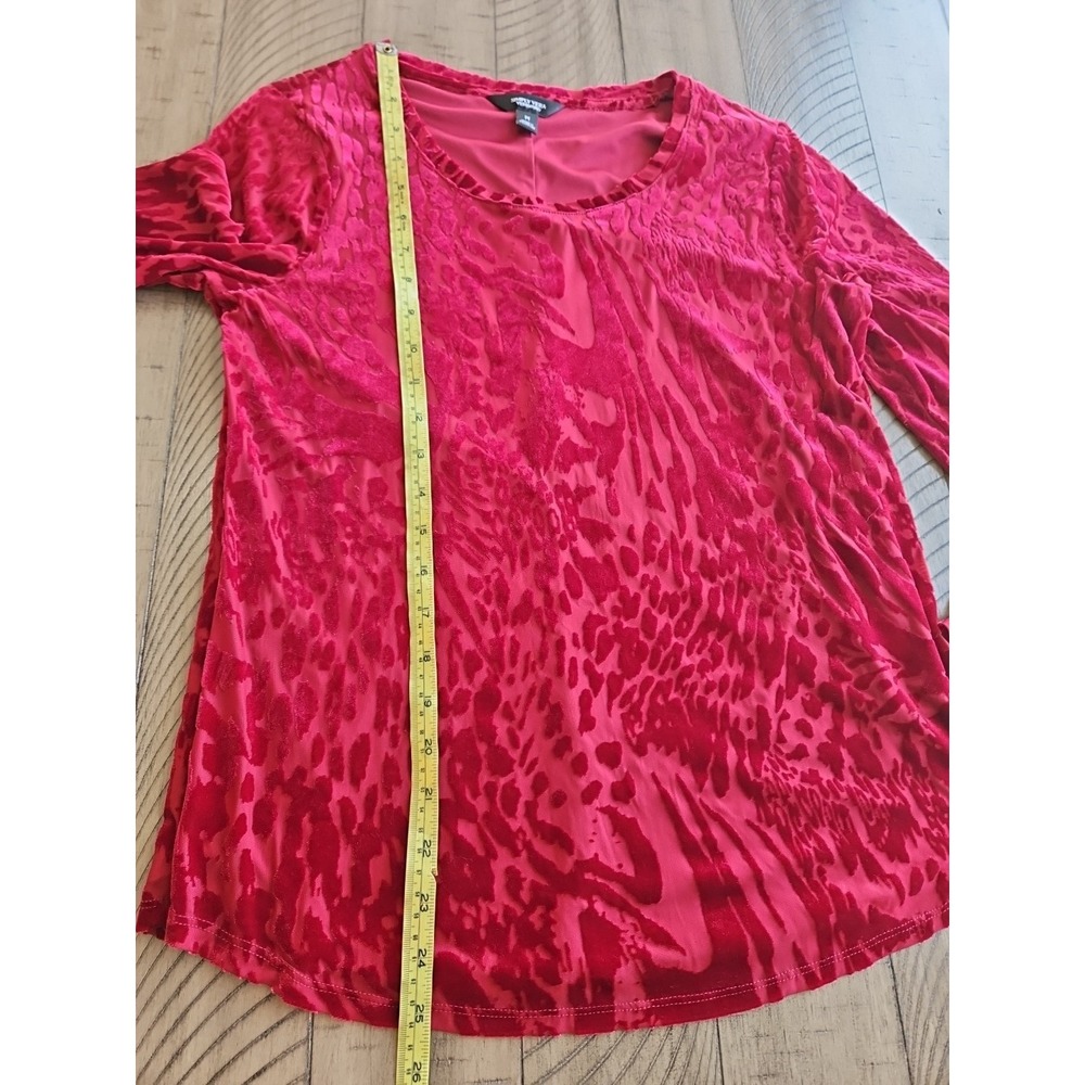 Simply Vera Wang Top Red Velvet Burnout M Whimsigoth Vamp Animal Print Y2k 90's - Picture 11 of 12
